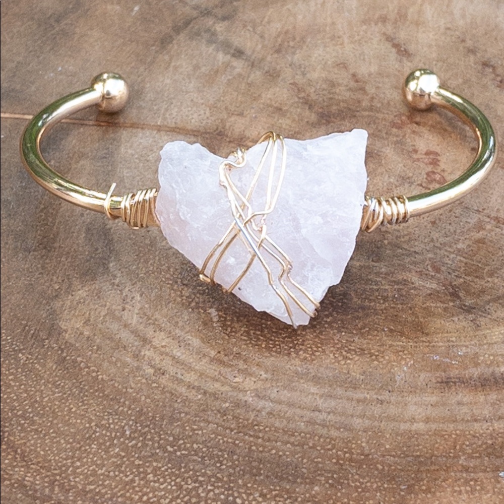 Boho bracelet Rose quartz Wire Wrap Bracelet